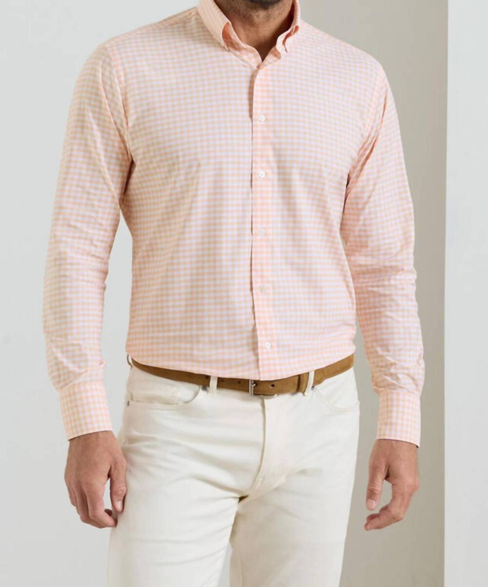 NEW PETER MILLAR lewis performance twill sport shirt in cosmic peach